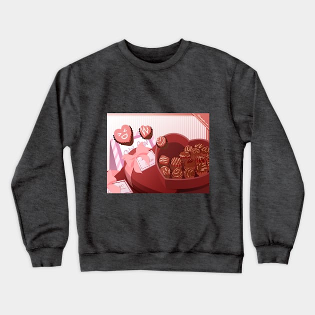 February: Choco and Hearts Crewneck Sweatshirt by ballaquia